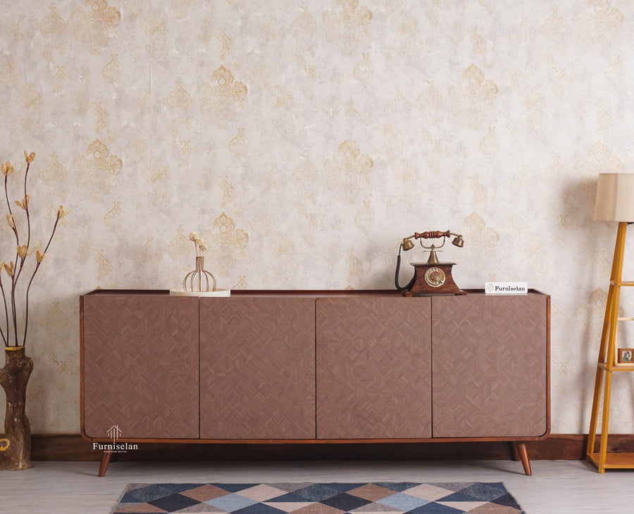 Mexico Four Door Large Sideboard Storage Cabinet - Sideboard - Furniselan - Brown Finish

