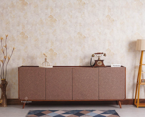 Mexico Four Door Large Sideboard Storage Cabinet - Sideboard - Furniselan - Brown Finish
