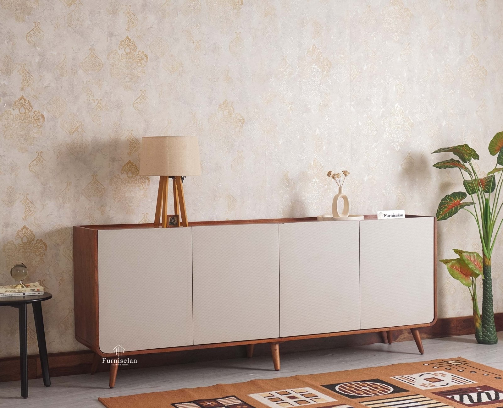 Mexico Four Door Large Sideboard Storage Cabinet Furniselan - Brown-Finish