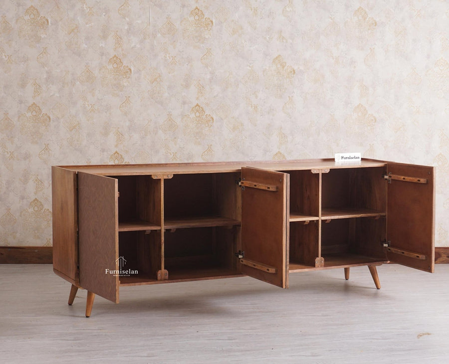 Mexico Four Door Large Sideboard Storage Cabinet - Sideboard - Furniselan - Natural Oak