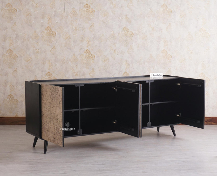 Mexico Four Door Large Sideboard Storage Cabinet - Sideboard - Furniselan - Black Finish