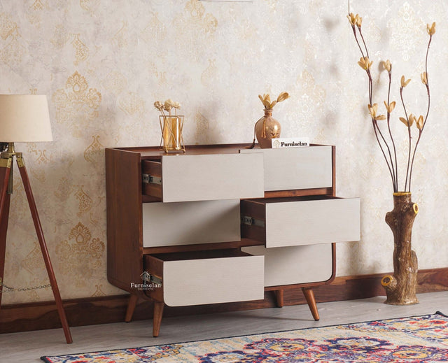 Mexico Solid Wood Six Drawers Storage Chest of Drawer - Furniselan - Brown-Finish