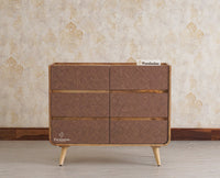 Mexico Solid Wood Six Drawers Storage Chest of Drawer Furniselan - Natural-Oak-Finish