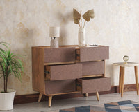 Mexico Solid Wood Six Drawers Storage Chest of Drawer Furniselan - Natural-Oak-Finish