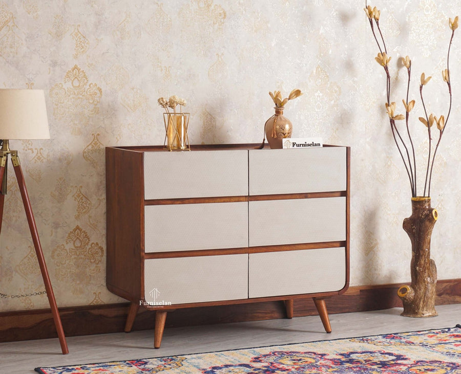 Mexico Solid Wood Six Drawers Storage Chest of Drawer - Furniselan - Brown-Finish