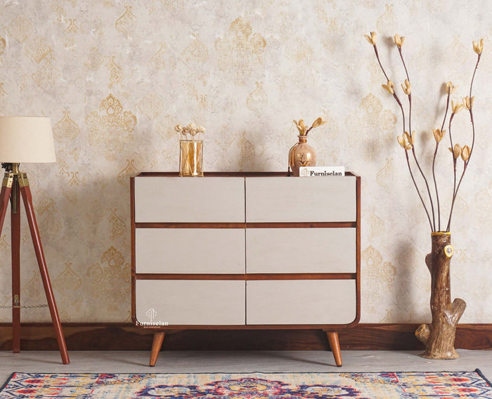 Mexico Solid Wood Six Drawers Storage Chest of Drawer - Furniselan