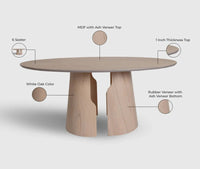 Milan 6 Seater Dining Table White Oak
