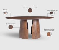 Milan 6 Seater Dining Table Dark Walnut