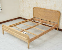 Milano Rattan Headboard Wooden King Size Bed Natural Finish