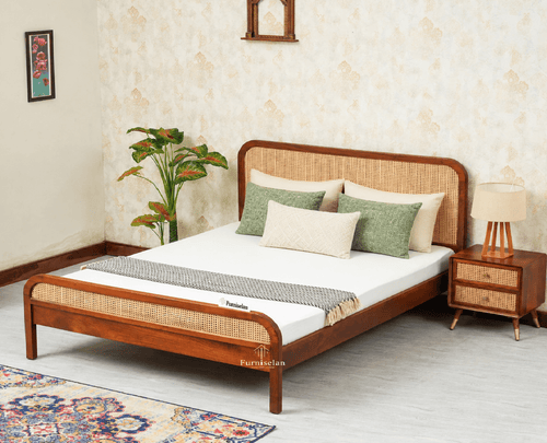 Milano Rattan Headboard Wooden King Size Bed