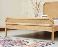 Milano Rattan Headboard Wooden King Size Bed Natural Finish