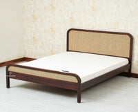 Milano Rattan Headboard Wooden King Size Bed Grey Finish