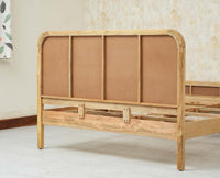 Milano Rattan Headboard Wooden King Size Bed Natural Finish