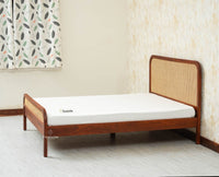 Milano Rattan Headboard Wooden King Size Bed Brown Finish