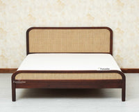 Milano Rattan Headboard Wooden King Size Bed Grey Finish