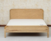 Milano Rattan Headboard Wooden King Size Bed Natural Finish