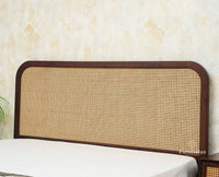 Milano Rattan Headboard Wooden King Size Bed Grey Finish