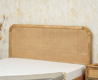 Milano Rattan Headboard Wooden King Size Bed Natural Finish