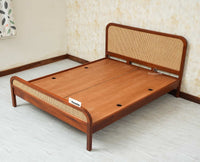 Milano Rattan Headboard Wooden King Size Bed Brown Finish