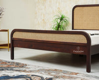 Milano Rattan Headboard Wooden King Size Bed Grey Finish