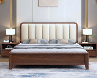 Milano upholstered headboard Wooden Queen  Size Bed Furniselan  Teak Finish