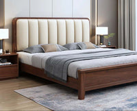 Milano upholstered headboard Wooden Queen  Size Bed Furniselan  Teak Finish