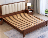 Milano upholstered headboard Wooden Queen  Size Bed Furniselan  Teak Finish