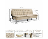 Milo Space-Saving Armless Sofa Cum Bed - Brown