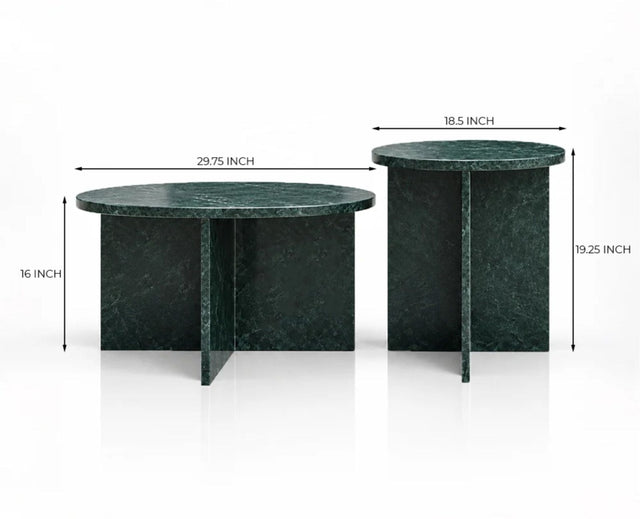 Mira Green Marble Coffee Table Set of 2 - Green