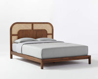 Monaco Wooden Queen size Bed Furniselan - Brown-Finish