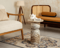 Monarch Marble Pedestal Table - Sawar Purple Marble