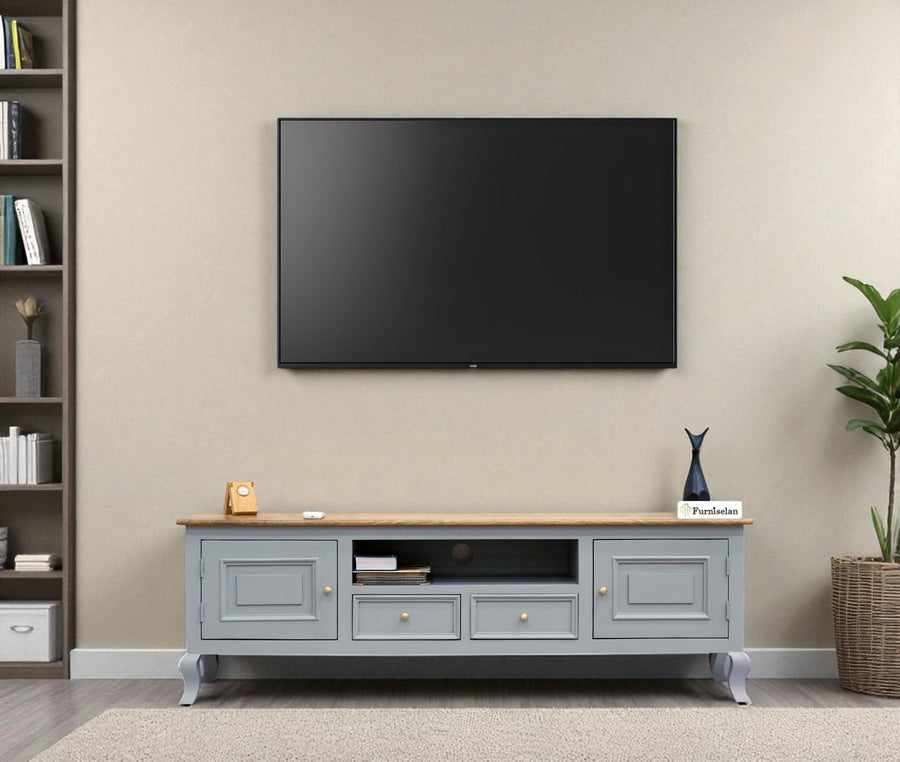 Mumbai Entertainment Unit Tv Cabinet - Two Doors Two Drawers - Tv Cabinet - Furniselan - Cool-Grey