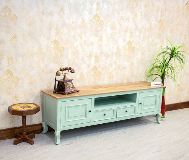Mumbai Entertainment Unit Tv Cabinet - Two Doors Two Drawers - Tv Cabinet - Furniselan - Silt-Green