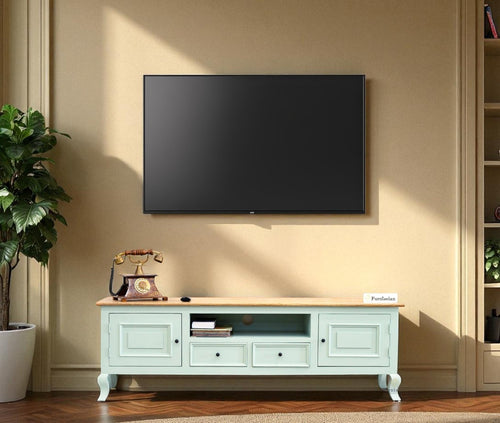 Mumbai Entertainment Unit Tv Cabinet - Two Doors Two Drawers - Tv Cabinet - Furniselan - Silt-Green