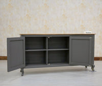 Mumbai Sideboard Cabinet Solid Wood - Three Drawers & Two Doors - Sideboard - Furniselan - Slate-Grey