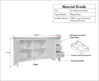 Mumbai Sideboard Cabinet Solid Wood - Three Drawers & Two Doors - Sideboard - Furniselan