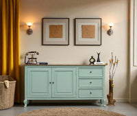Mumbai Sideboard Cabinet Solid Wood - Three Drawers & Two Doors - Sideboard - Furniselan - Silt-Green