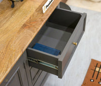 Mumbai Sideboard Cabinet Solid Wood - Three Drawers & Two Doors - Sideboard - Furniselan - Slate-Grey