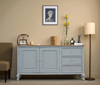 Mumbai Sideboard Cabinet Solid Wood - Three Drawers & Two Doors - Sideboard - Furniselan - Cool-Grey