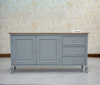 Mumbai Sideboard Cabinet Solid Wood - Three Drawers & Two Doors - Sideboard - Furniselan - Cool-Grey