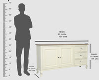 Mumbai Sideboard Cabinet Solid Wood - Three Drawers & Two Doors - Sideboard - Furniselan - Frosty-White