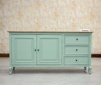 Mumbai Sideboard Cabinet Solid Wood - Three Drawers & Two Doors - Sideboard - Furniselan - Silt-Green