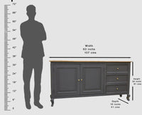 Mumbai Sideboard Cabinet Solid Wood - Three Drawers & Two Doors - Sideboard - Furniselan - Slate-Grey