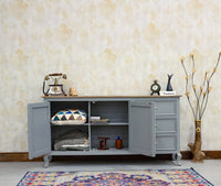 Mumbai Sideboard Cabinet Solid Wood - Three Drawers & Two Doors - Sideboard - Furniselan - Cool-Grey