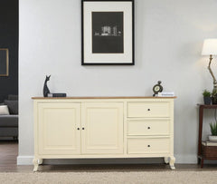 Mumbai Sideboard Cabinet Solid Wood - Three Drawers & Two Doors - Sideboard - Furniselan - Frosty-White