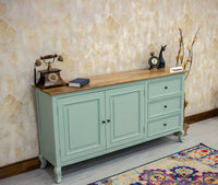 Mumbai Sideboard Cabinet Solid Wood - Three Drawers & Two Doors - Sideboard - Furniselan - Silt-Green