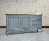 Mumbai Sideboard Cabinet Solid Wood - Three Drawers & Two Doors - Sideboard - Furniselan - Cool-Grey