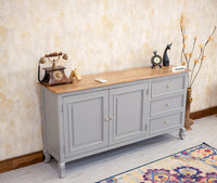 Mumbai Sideboard Cabinet Solid Wood - Three Drawers & Two Doors - Sideboard - Furniselan - Cool-Grey