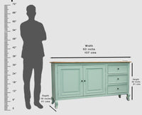 Mumbai Sideboard Cabinet Solid Wood - Three Drawers & Two Doors - Sideboard - Furniselan - Silt-Green