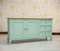Mumbai Sideboard Cabinet Solid Wood - Three Drawers & Two Doors - Sideboard - Furniselan - Silt-Green